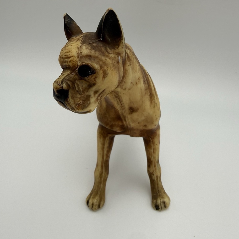 Vtg Hard Plastic BOXER DOG Hong Kong #102‎ Figure English Country Figurine Decor